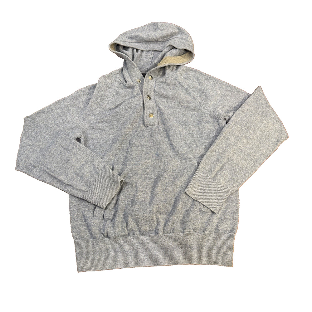 Banana Republic Sweater Mens Sz M Blue 1/4 Zip Snap Merino Wool Pullover Hoddie
